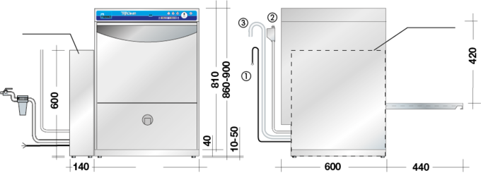 Disegno quotato del dispositivo di pulizia TopClean M